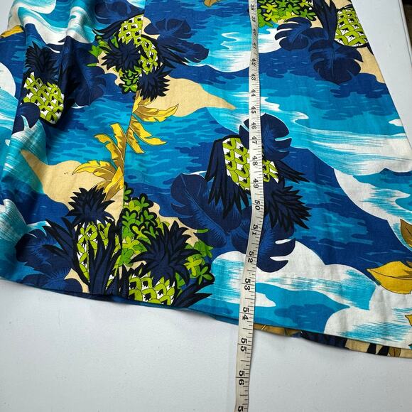 Vintage Hukilau Fashions Dress Women 14 Blue Floral Maxi Tropical Hawaiian Beach - Picture 10 of 12